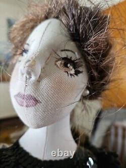 Unique Vtg OOAK Custom Hand Made Cloth Glamorous Budouoir Doll 22