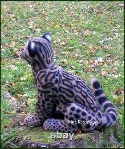 Unique, one of a kind needle felt ocelot kitten, leopard cat, long-tailed cat