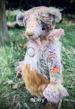 Vera Vlasova Artist Bear Jointed Rainbow Mohair Handmade Stitched Vintage OOAK