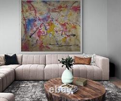 Very Large Handmade Abstract Painting Signed Ooak Free Style Paint Artist