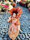 Victorian Lady In Peach Silk Coat And Bonnet, Artist Made Ooak Doll 112 Scale