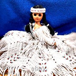 Vintage American Indian Wedding Dress Bride Doll Feathers & Beads (1 Of A Kind)