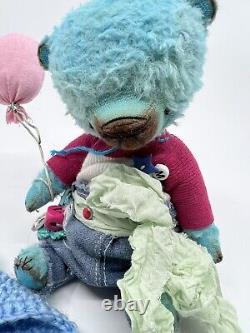 Vintage Artist Hand Dyed Mohair 7 Birthday Bear Jointed Weighted Handmade OOAK