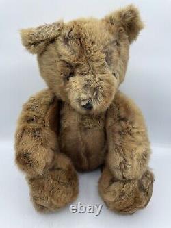 Vintage Brown Mink Recycled Fur Artist Handmade Teddy Bear OOAK 9 by 17 Tall