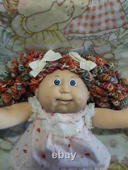 Vintage Cabbage Patch doll reroot handmade rainbow popcorn hair curls OOAK