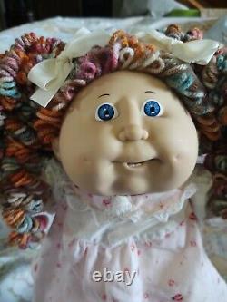 Vintage Cabbage Patch doll reroot handmade rainbow popcorn hair curls OOAK
