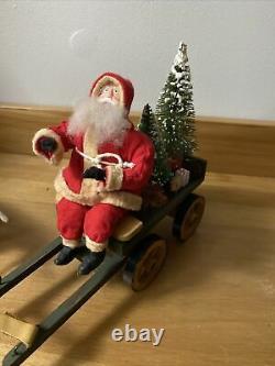 Vintage German Style Santa With Wagon And Ox Handmade By Voni Artist OOAK Signed
