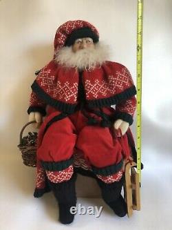Vintage Hand Made Christmas SANTA 14 Sitting signed by Artist withTag OOAK 1995