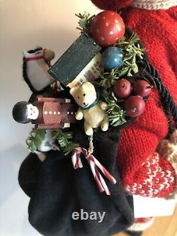 Vintage Hand Made Christmas SANTA 17 withSack Of Toys signed by Artist withTag OOAK
