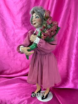 Vintage NIADA Artist Doll Nancy Walters OOAK Polymer Clay Elderly Woman Roses