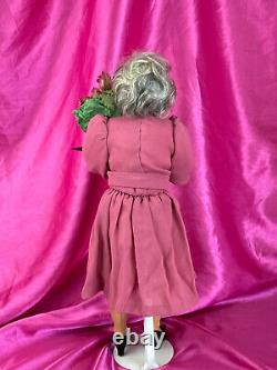 Vintage NIADA Artist Doll Nancy Walters OOAK Polymer Clay Elderly Woman Roses