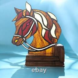 Vintage Stained Glass Horse Mosaic Sculpture OOAK Suncatcher Artist Made