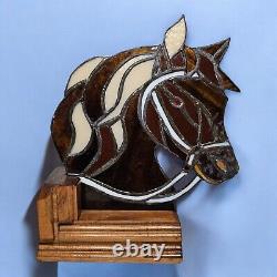 Vintage Stained Glass Horse Mosaic Sculpture OOAK Suncatcher Artist Made