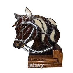 Vintage Stained Glass Horse Mosaic Sculpture OOAK Suncatcher Artist Made