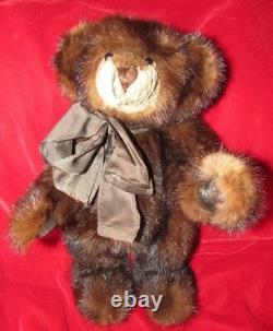 Vintage Teddy Bear 14 Real Fur Brown Mink So Soft Artist Hand Made Nice Gift