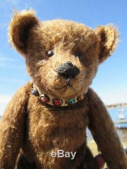 Vintage Teddy Bear Mohair Gemstone Collar 12 Artist Tag Mariel Making Memories