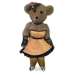 Vintage jointed teddy bear burlesque dancer artist signed Debra Lyn 20