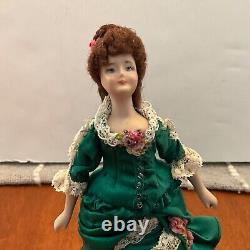 Vtg Gorgeous OOAK Porcelain Victorian Woman Artisan Dollhouse Miniature Doll FAB