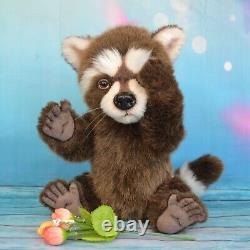 Vunko raccoon teddy friends OOAK art handmade collectible toy gift 11in 27 cm