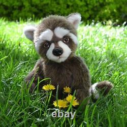 Vunko raccoon teddy friends OOAK art handmade collectible toy gift 11in 27 cm