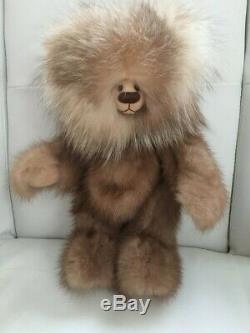 WENDY SHELBY 10 Real Recycled FOX and MINK Fur teddy bear OOAK