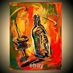 WINE TIME ABSTRACT stretched PAINTING CANVAS ART CONTEMPORARY WEGR