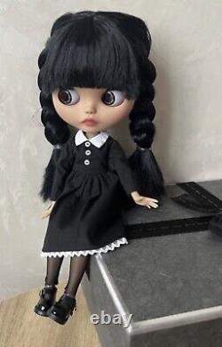 Wednesday Addams Blythe Ooak Doll, Customized Doll Handmade