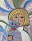 Women And Cats /self Taught Artist Ruth A. 11x14 Ooak Painting