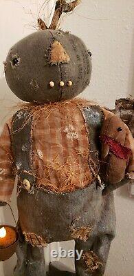 Wonderful Early Primitive OOAK Handmade Pumpkin Doll & TurkeyTalented Artist