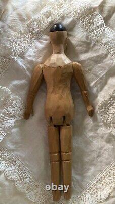 Wooden Doll, OAAK, Excellent Condition. Exceptional Carving of Head. 12 High