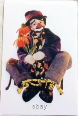 1990 Emmett Kelley Clown Aiguille Sculptured Personnalité Sur Le Banc Bab's New Ooak