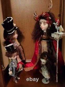 2 poupées d'art Lulu Lancaster ooak faites à la main Scrappy Dickens de collection