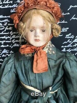36 Ooak Papier-mâché Artiste Doll Antique Peint Original Face