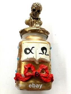 Accessoires de poupée artiste art OOAK, marionnette originale signée, maison de poupée château, livre crâne
