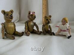 Antique Allemand Bisque Doll Artist Altered Goldilocks & The Three Bears Set Ooak