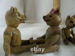 Antique Allemand Bisque Doll Artist Altered Goldilocks & The Three Bears Set Ooak