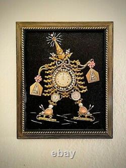 Arbre De Noël / Santa Clausframed Bijoux Un D'une Sorte D'art Cadeau Vintage Unique
