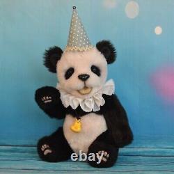 Art de la fantasy de l'ours en peluche panda Andrew fait à la main, jouet de collection OOAK de 8 pouces