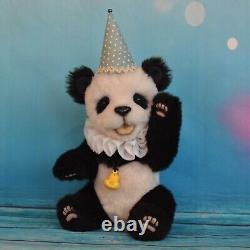 Art de la fantasy de l'ours en peluche panda Andrew fait à la main, jouet de collection OOAK de 8 pouces