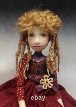 Artist Doll Par Dianne Adam Blond Hair Dreads Freckles Red Shoes Ooak