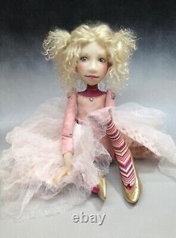 Artist Doll Par Dianne Adam Blond Hair Freckles Gold Shoes Ooak