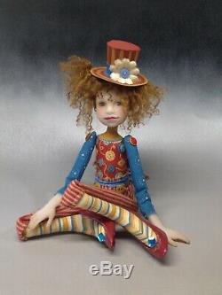 Artiste Doll Auburn Hair Top Hat Freckles Red Shoes Ooak