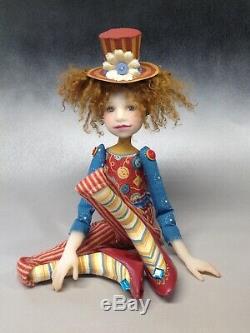 Artiste Doll Auburn Hair Top Hat Freckles Red Shoes Ooak