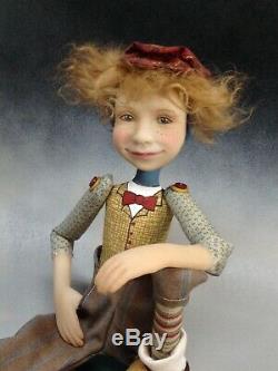 Artiste Doll Boy Red Hair Freckles Wing Tip Chaussures Ooak