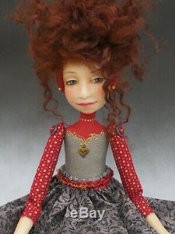 Artiste Doll Dark Red Hair Freckles Red Shoes Ooak