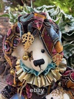 Artiste Mohair Teddy Bear Decobeary Colorful Jester Vintage Wanda Shope Ooak/le