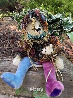 Artiste Mohair Teddy Bear Decobeary Colorful Jester Vintage Wanda Shope Ooak/le