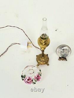 Artiste Nicole Minnick Lampe Florale D'ouragan Peinte 112 Maison De Poupées Miniature 12v