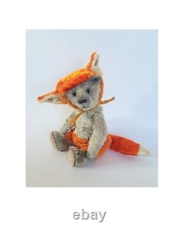 Artiste Ours Teddy Art Doll, Ours unique en chapeau de renard de masquerade de 10 pouces