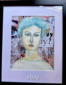 Artiste autodidacte OOAK Ruth A. Portrait contemporain d'art populaire 11x14